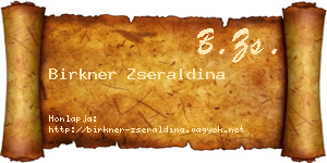 Birkner Zseraldina névjegykártya